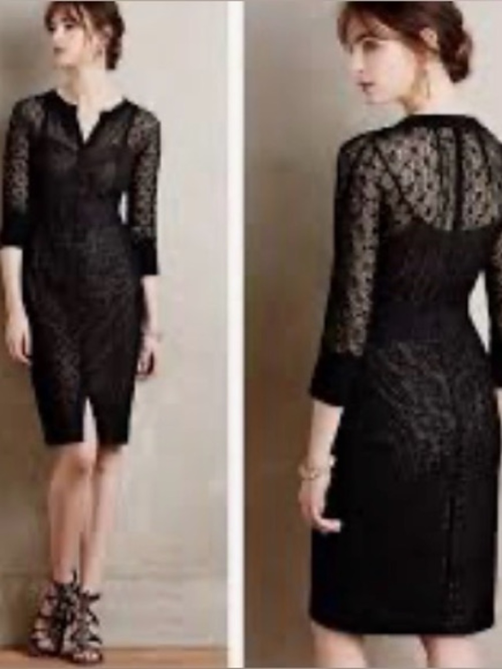 Anthropologie BEGUILE BY BYRON LARS Mona Crochet Black Dress Size 0